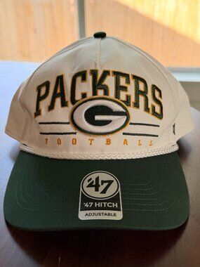 Green Bay Packers ’47 Hitch Snapback Hat NFL White Green NWT
